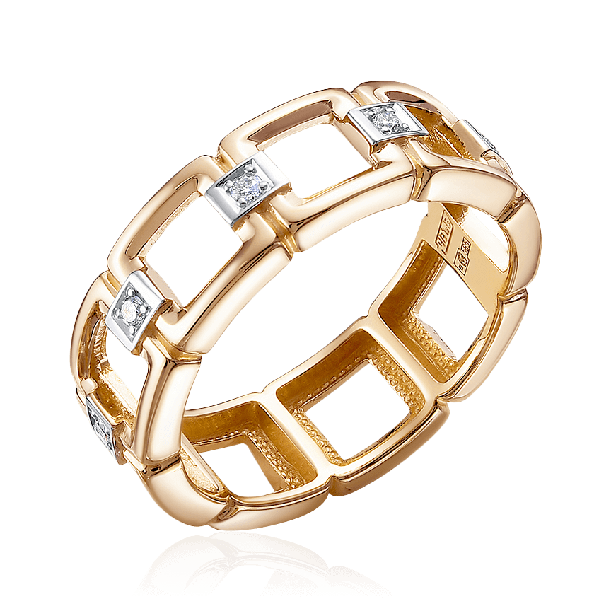 Кольцо с бриллиантами из комбинированного золота 585 (арт. 85533)