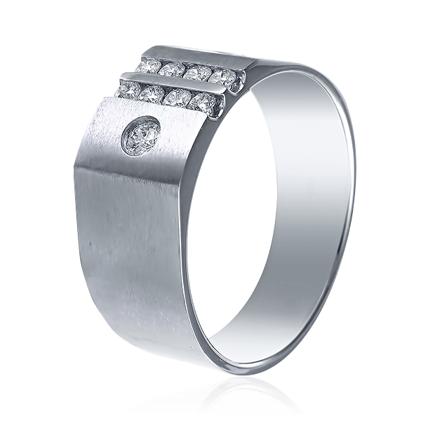 Мужское кольцо с бриллиантами из белого золота 585 пробы (арт. 50699)