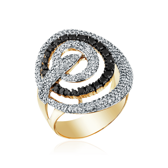 Кольцо с бриллиантами из желтого золота 585 (арт. 59628)