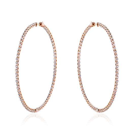 Серьги конго с коричневыми бриллиантами из розового золота 750 пробы, фото № 1
