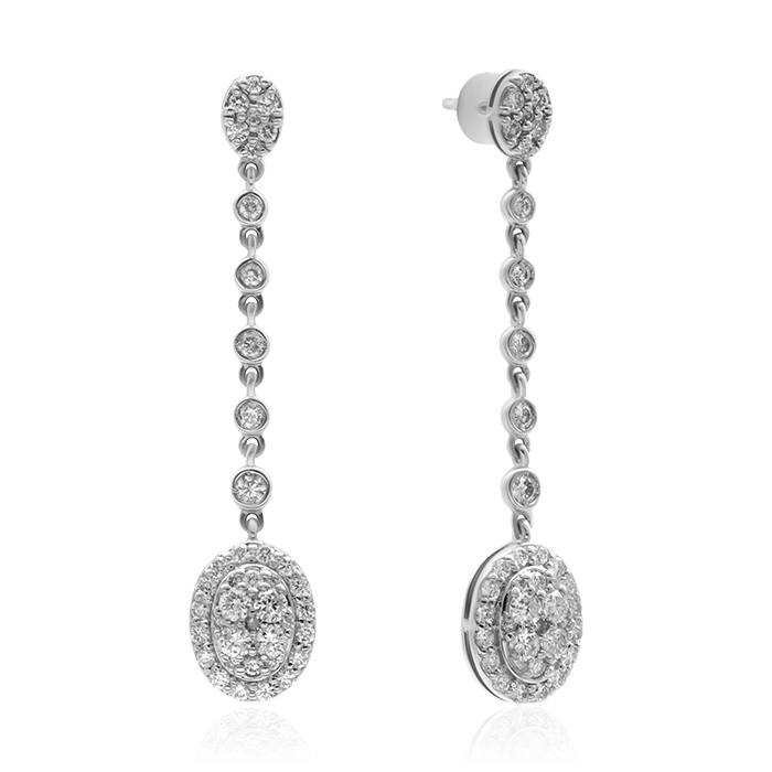 Серьги с бриллиантами из белого золота 585 пробы (арт. 81443)