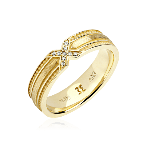 Обручальное кольцо с бриллиантами из желтого золота 585 пробы (арт. 65904)