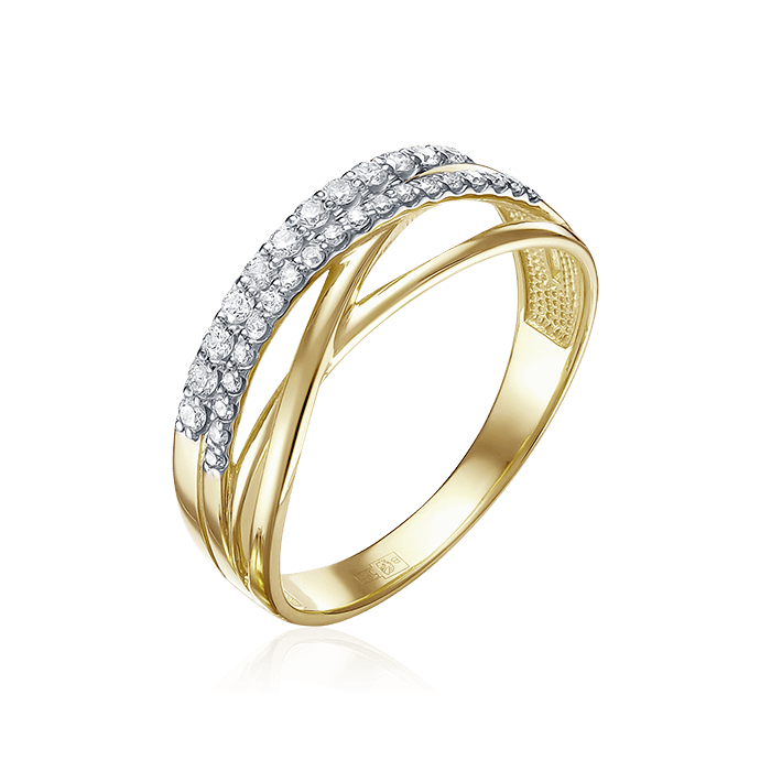 Кольцо с бриллиантами из желтого золота 585 (арт. 70934)