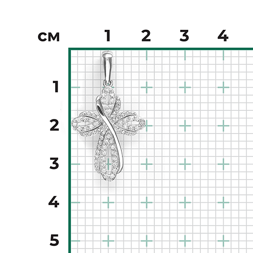 Крестик с бриллиантами из белого золота 585 пробы, фото № 3