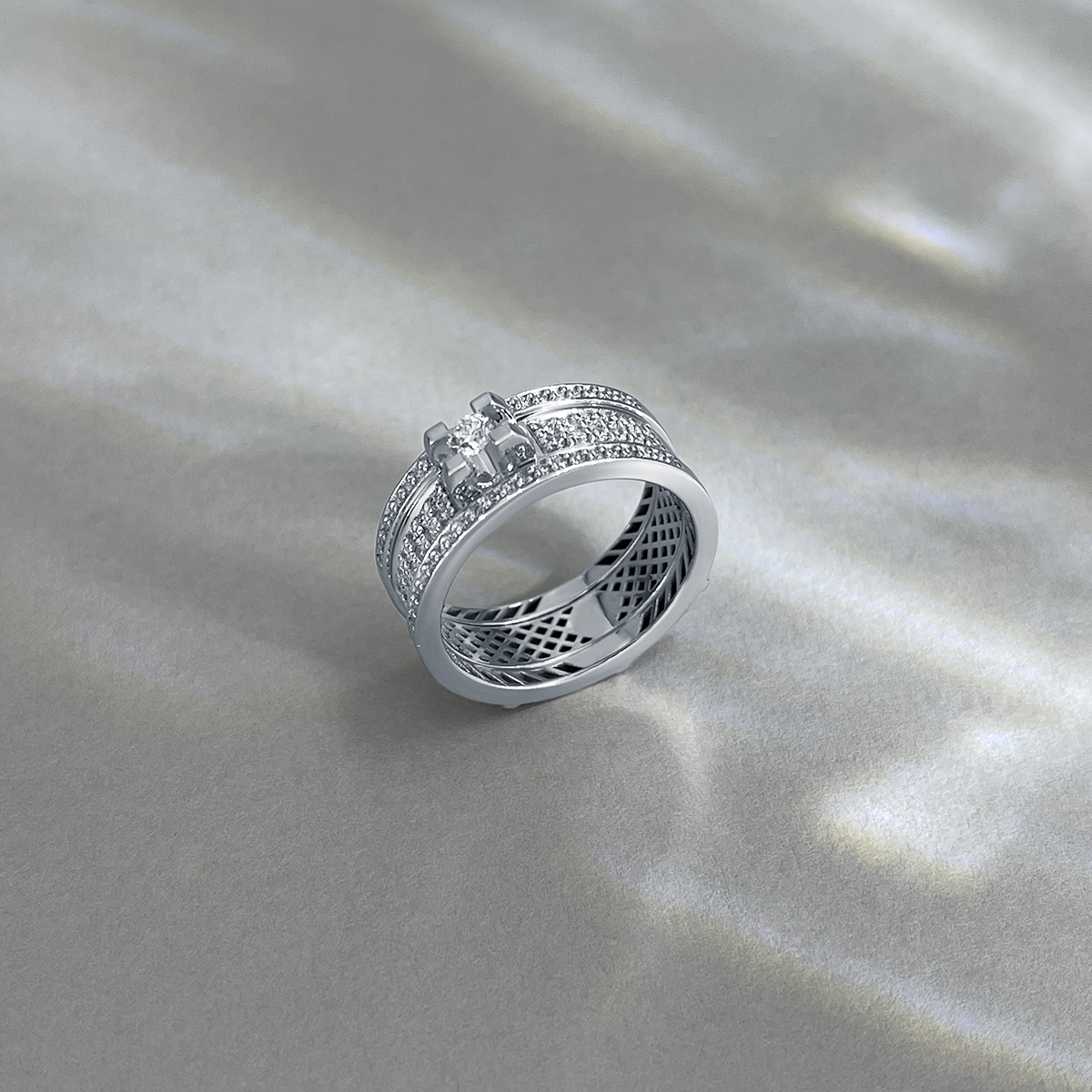 Кольцо трансформер с бриллиантами из белого золота 585, фото № 2