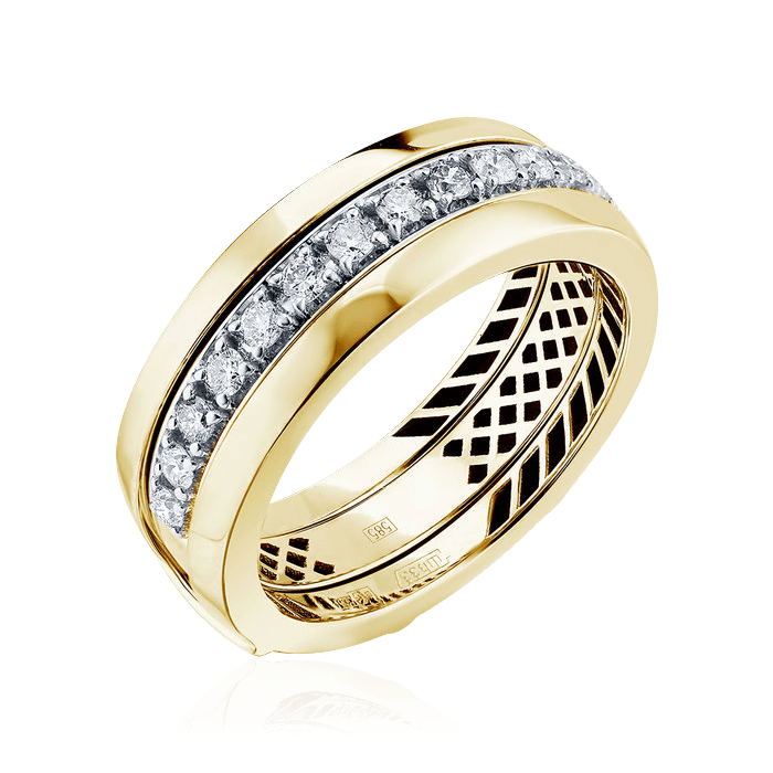 Кольцо с бриллиантами из желтого золота 585 пробы (арт. 100029)