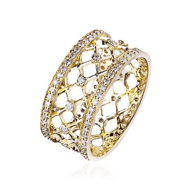Кольцо с бриллиантами из желтого золота 585 пробы (арт. 91701)