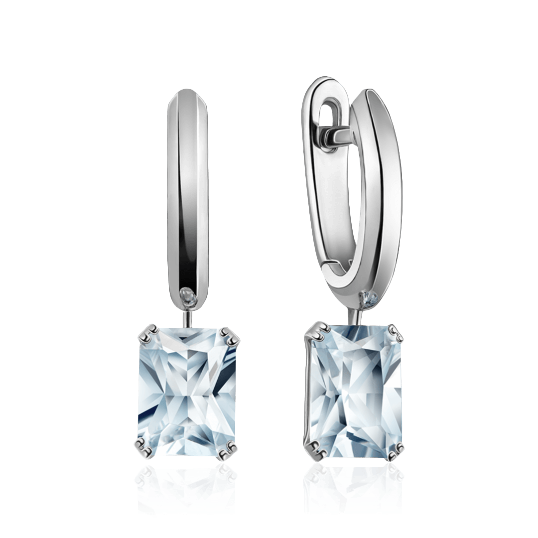 Серьги с аквамарином из белого золота 585 пробы (арт. 105265)