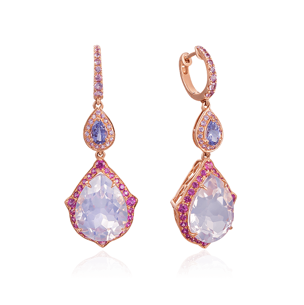 

Серьги с аметистом, сапфиром, танзанитом из красного золота 585 пробы
