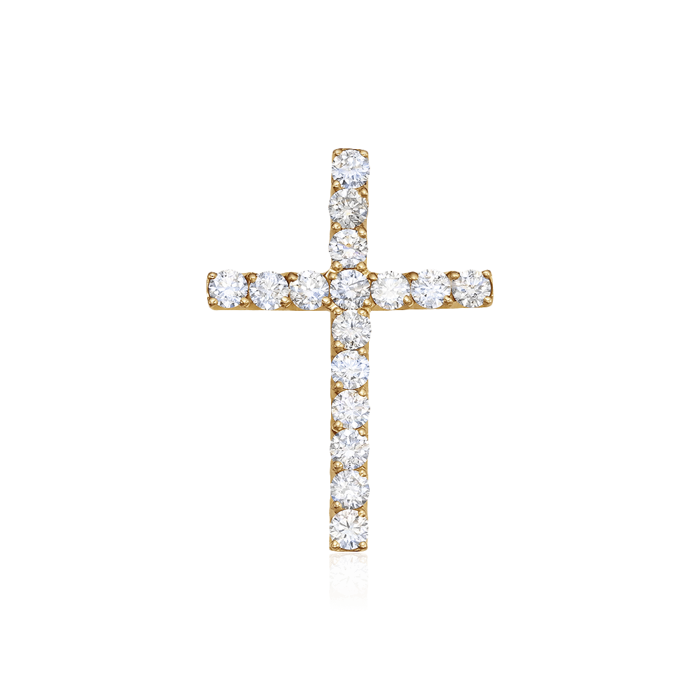 Крестик с бриллиантами из красного золота 585 пробы (арт. 101292)