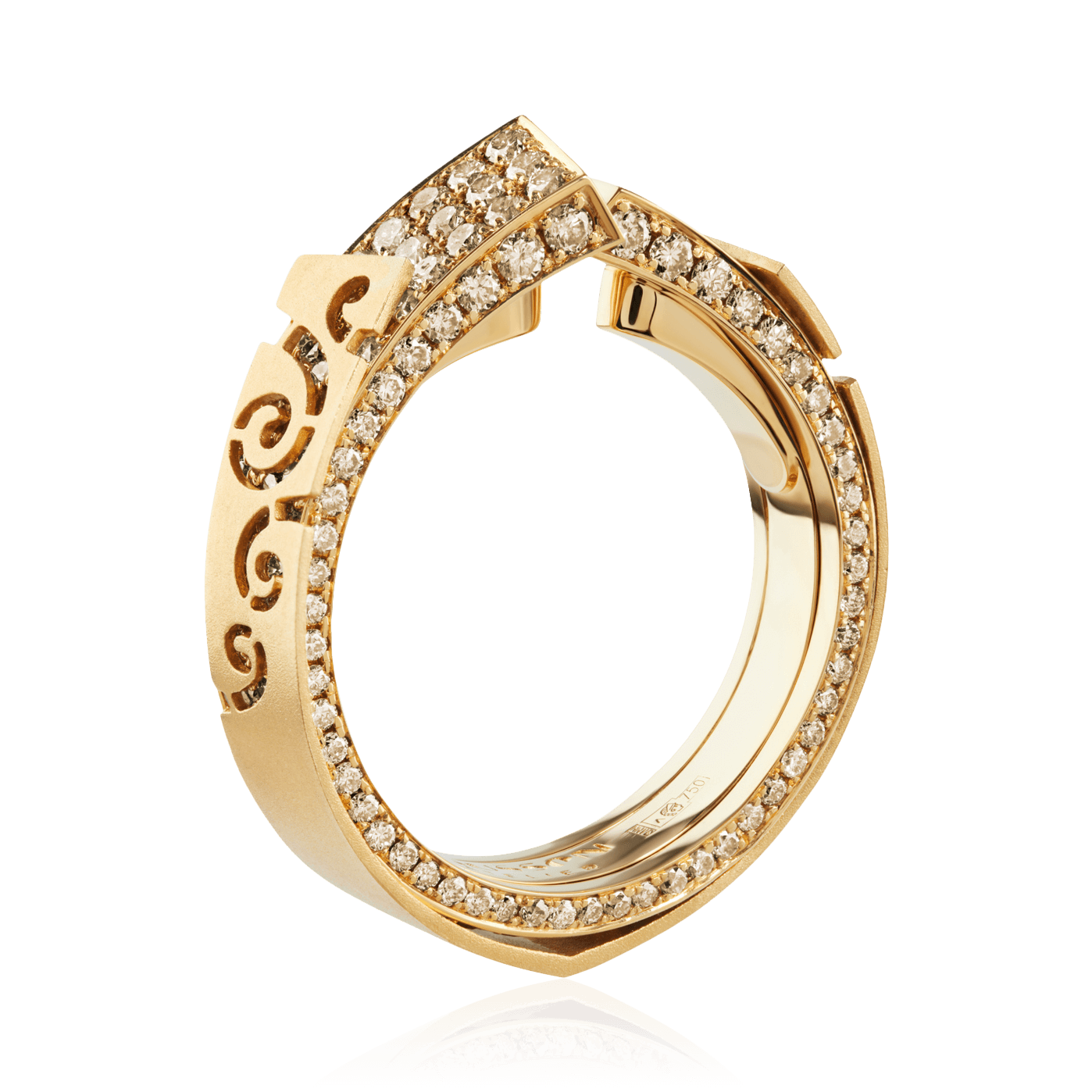 Кольцо с бриллиантами из желтого золота 750 пробы (арт. 102202)