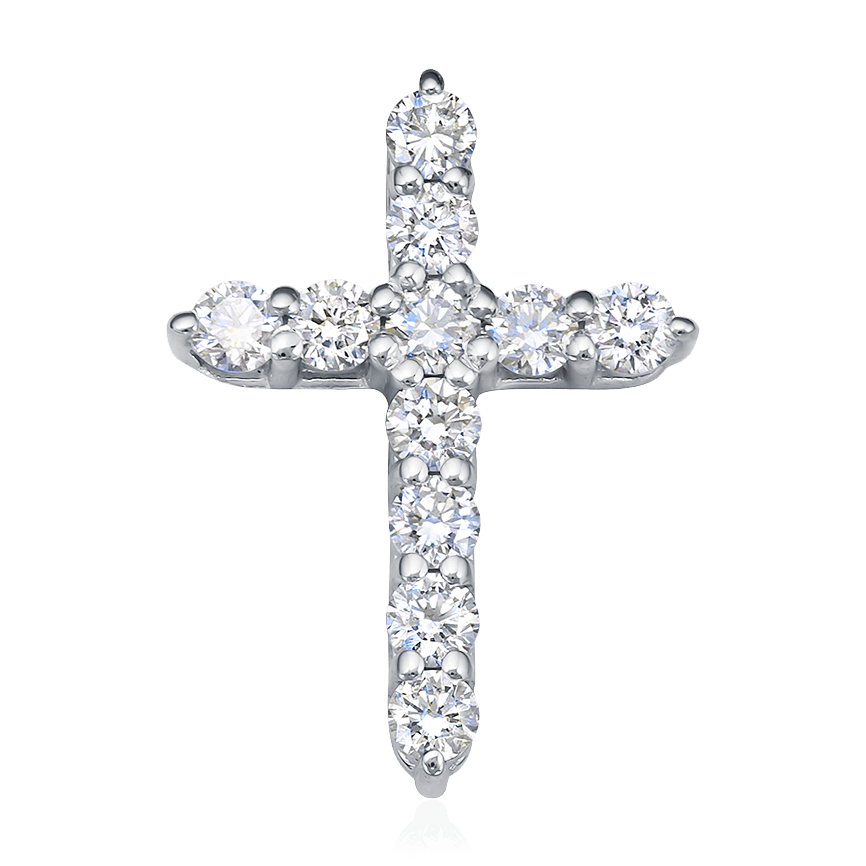 Крест с бриллиантами из белого золота 585 пробы (арт. 92459)
