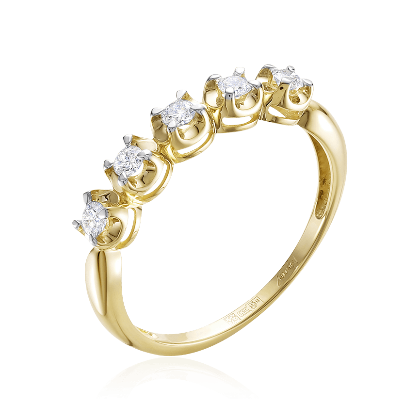 Кольцо с бриллиантами из желтого золота 585 пробы (арт. 104704)