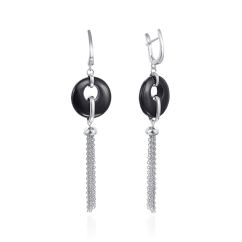 Серьги с ониксом из серебра 925 пробы (арт. 58059)