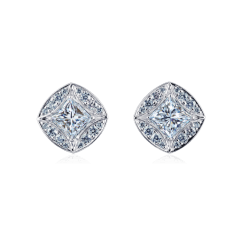 Серьги с бриллиантами из белого золота 750 пробы (арт. 64097)