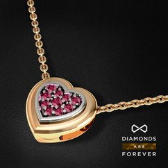Кулон сердце с рубином из желтого золота 585 пробы (Коллекция Vector, Стихия Огонь) (арт. 32435)