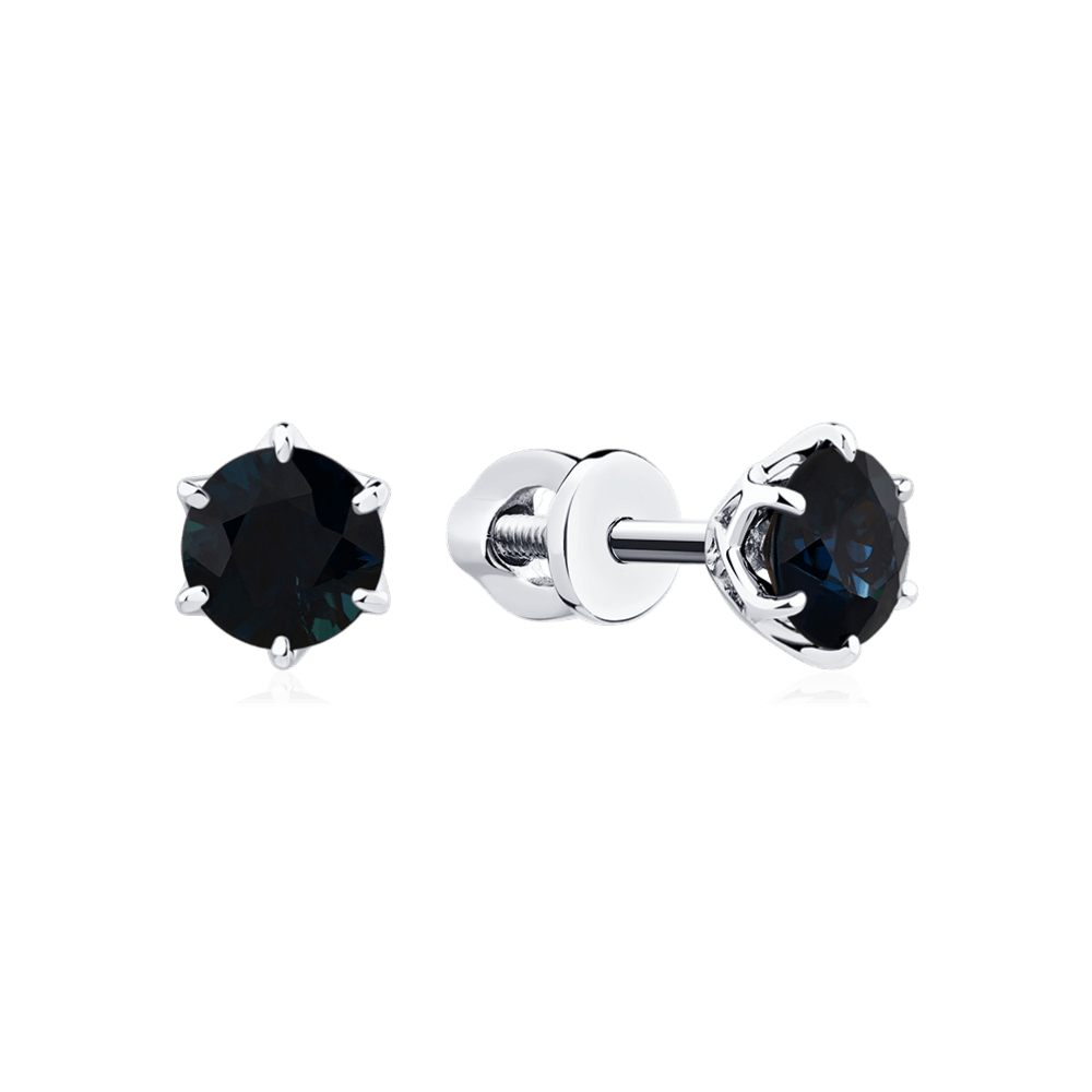 Серьги с сапфиром из белого золота 585 пробы (арт. 126959)