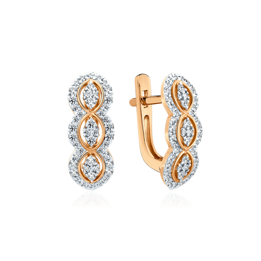 Серьги с бриллиантами из красного золота 585 пробы (арт. 126958)