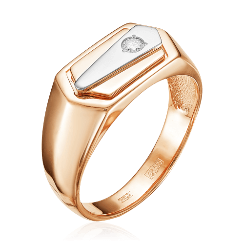 Кольцо с 1 бриллиантом из комбинированного золота 585 пробы (арт. 57910)