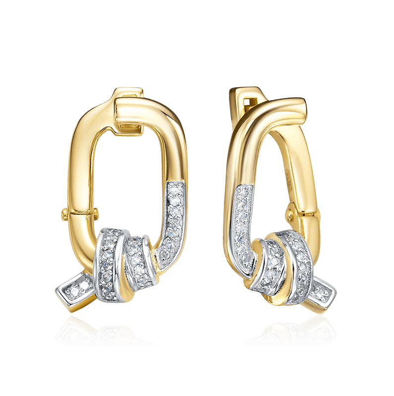 Серьги с бриллиантами из желтого золота 585 пробы (арт. 126001)