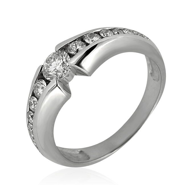 Кольцо с бриллиантами из белого золота 585 (арт. 38155)