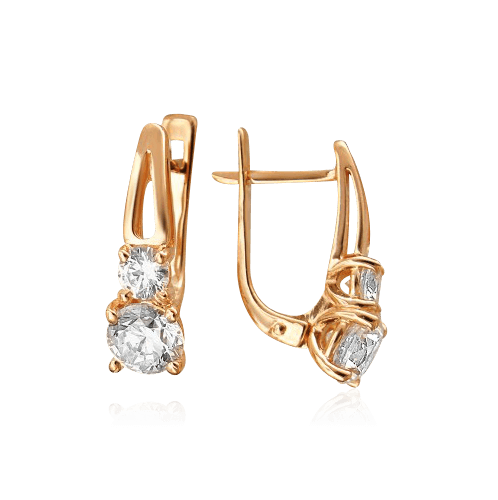 

Серьги с фианитами из красного золота 585 пробы