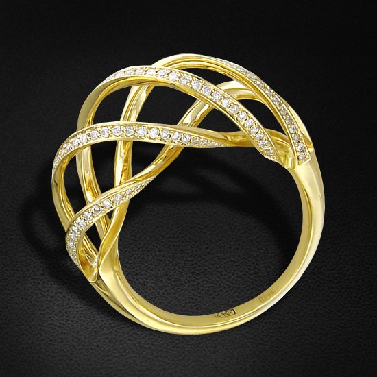 Кольцо с бриллиантами из желтого золота 750, фото № 4