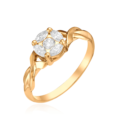 Кольцо с бриллиантами из красного золота 585, фото № 1