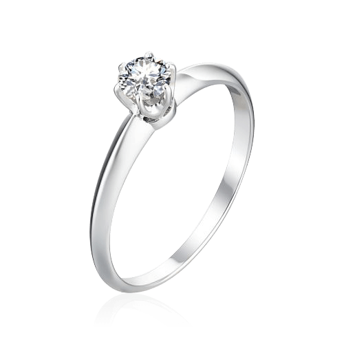 Кольцо с 1 бриллиантом из белого золота 585, фото № 1