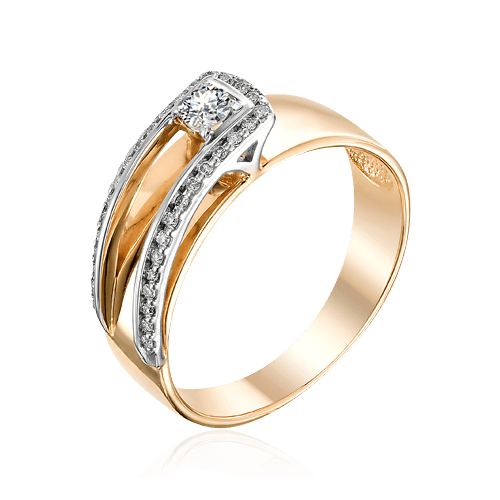Кольцо с бриллиантами из красного золота 585 (арт. 63056)