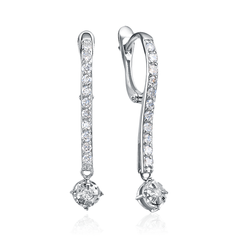 Серьги с бриллиантами из белого золота 585 пробы, фото № 1
