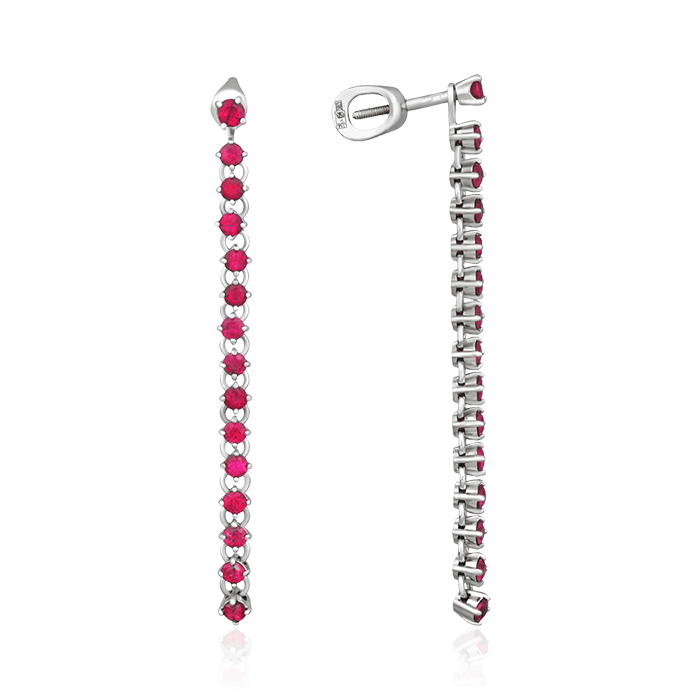 Серьги с рубином из белого золота 585 пробы, фото № 1