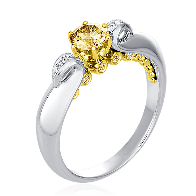 Кольцо с бриллиантами из комбинированного золота 585 (арт. 44250)