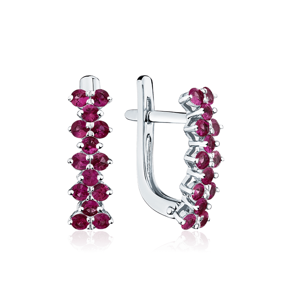 Серьги с рубином из белого золота 585 пробы (арт. 126352)