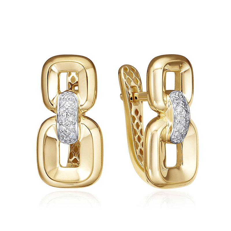 Серьги с бриллиантами из желтого золота 585 пробы (арт. 125209)