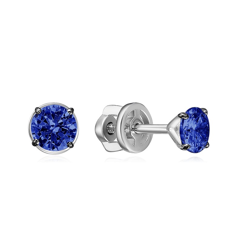 Серьги с сапфиром из белого золота 585 пробы (арт. 129555)