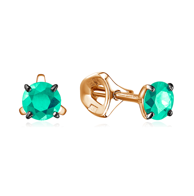 Серьги с изумрудом из красного золота 585 пробы (арт. 129741)