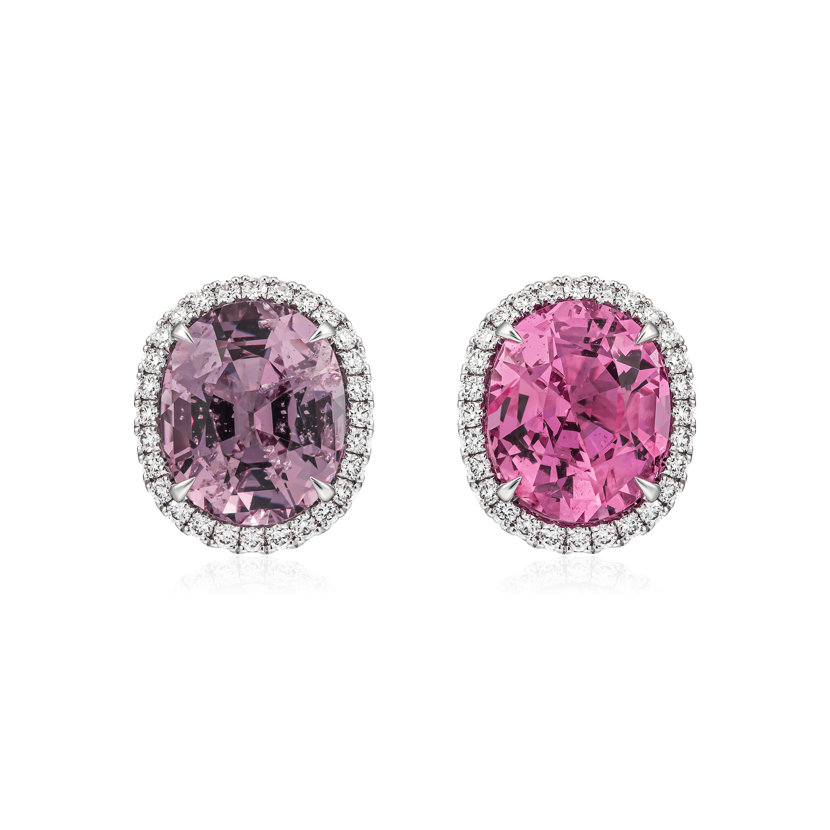 Серьги с бриллиантами, шпинелью из белого золота 750 пробы (арт. 103188)