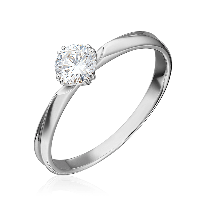 Кольцо с 1 бриллиантом из белого золота 585, фото № 1