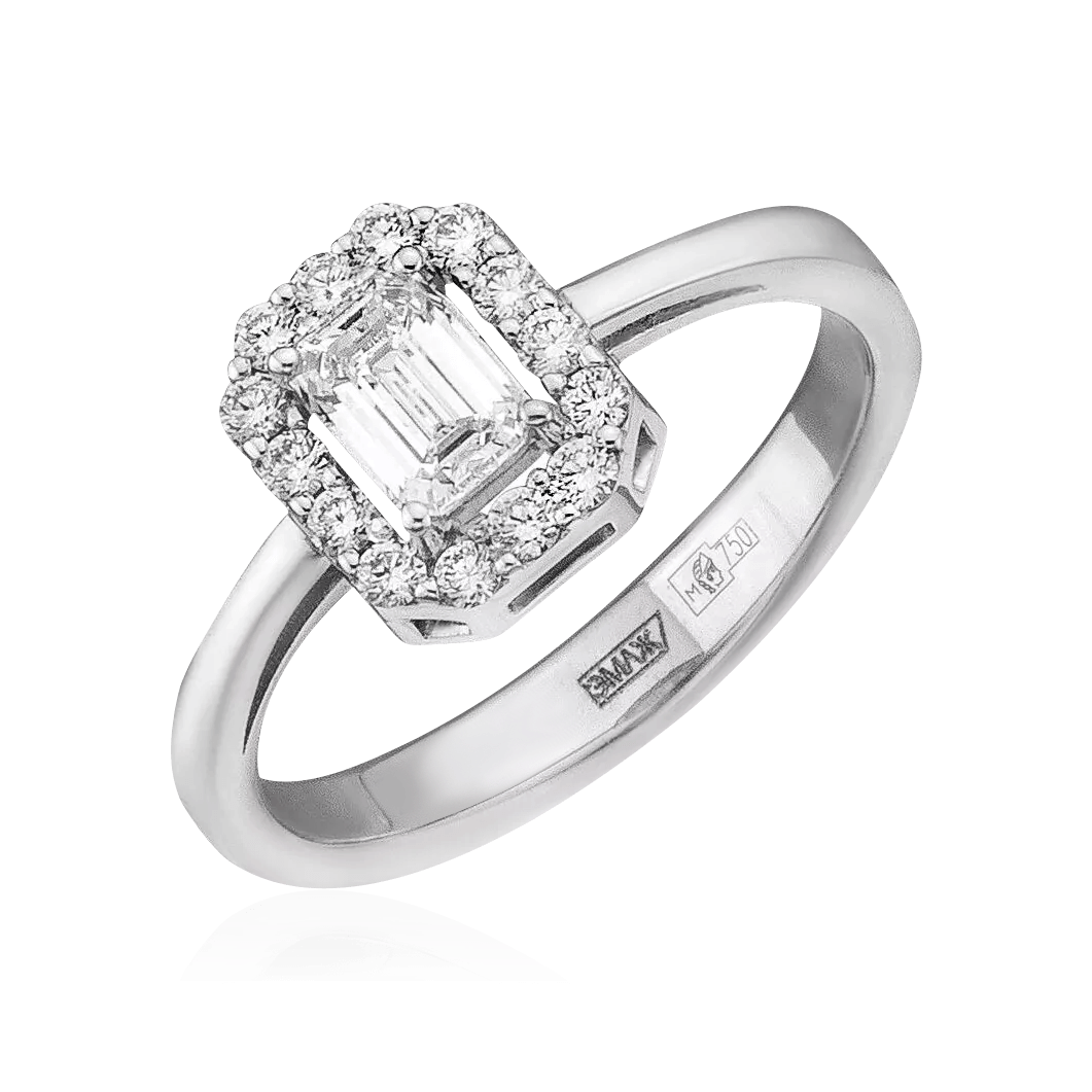 Кольцо с бриллиантами из белого золота 750 пробы, фото № 1