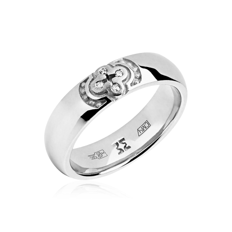 Обручальное кольцо с бриллиантами из белого золота 585 пробы (арт. 65898)