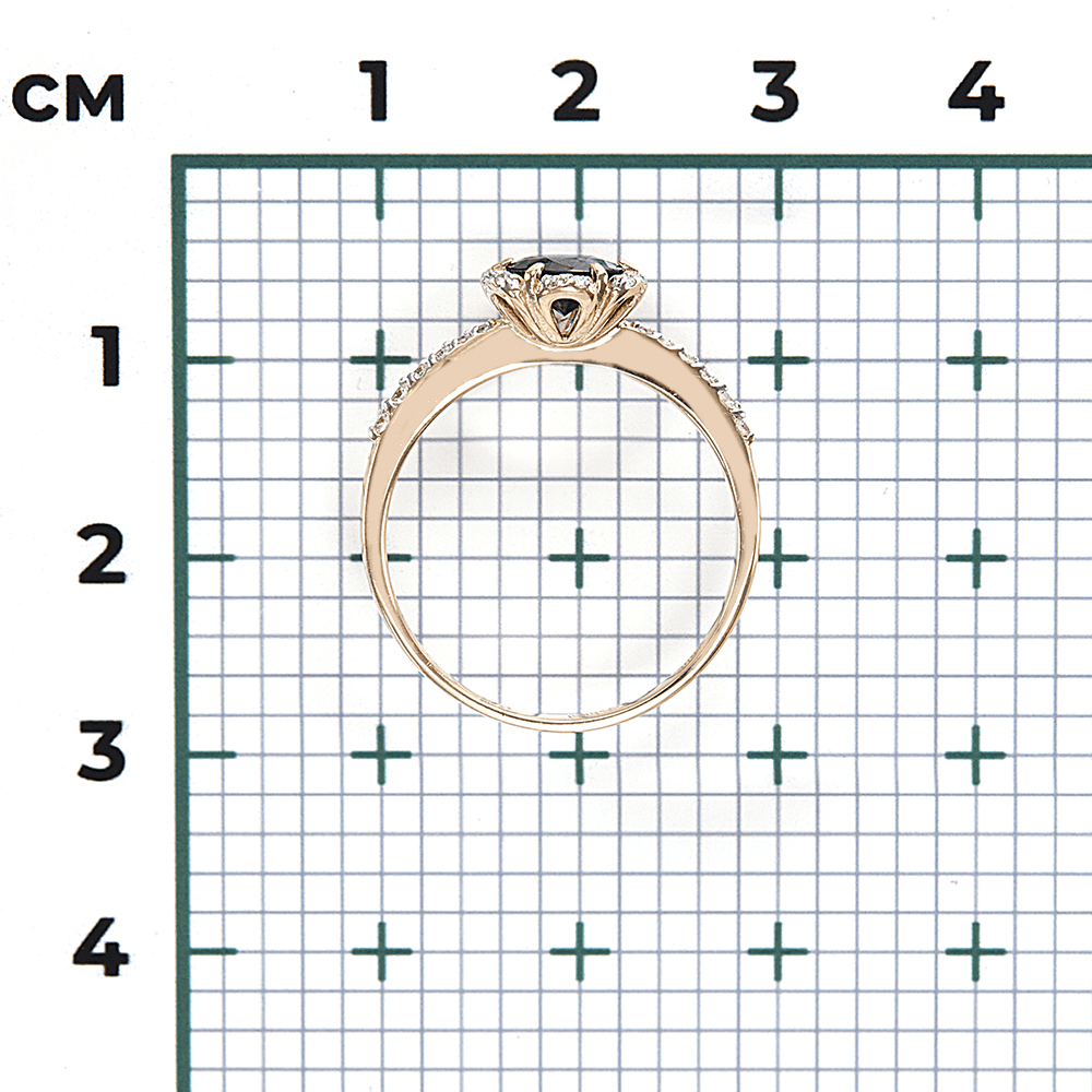 Кольцо с сапфиром, бриллиантами из красного золота 585 пробы, фото № 3