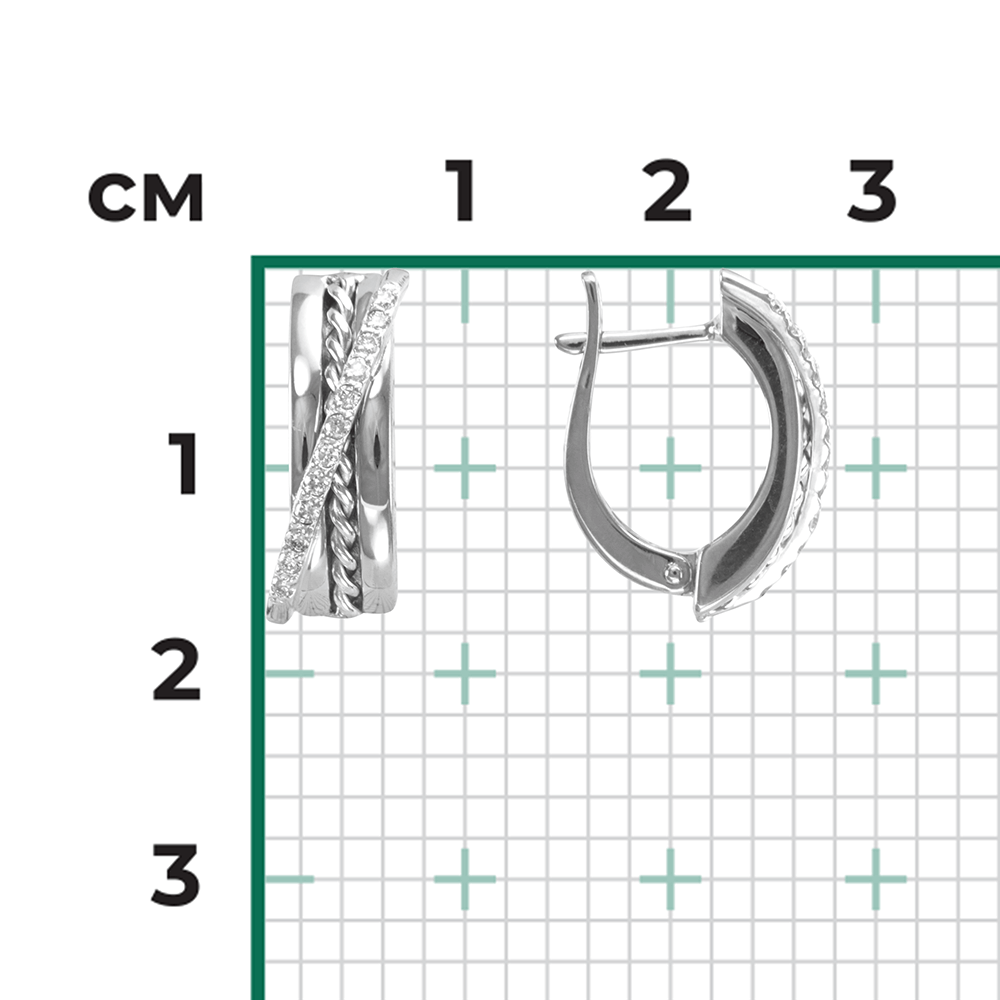Серьги с бриллиантами из белого золота 585 пробы, фото № 3