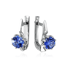 Серьги с сапфиром из белого золота 585 пробы (арт. 36439)