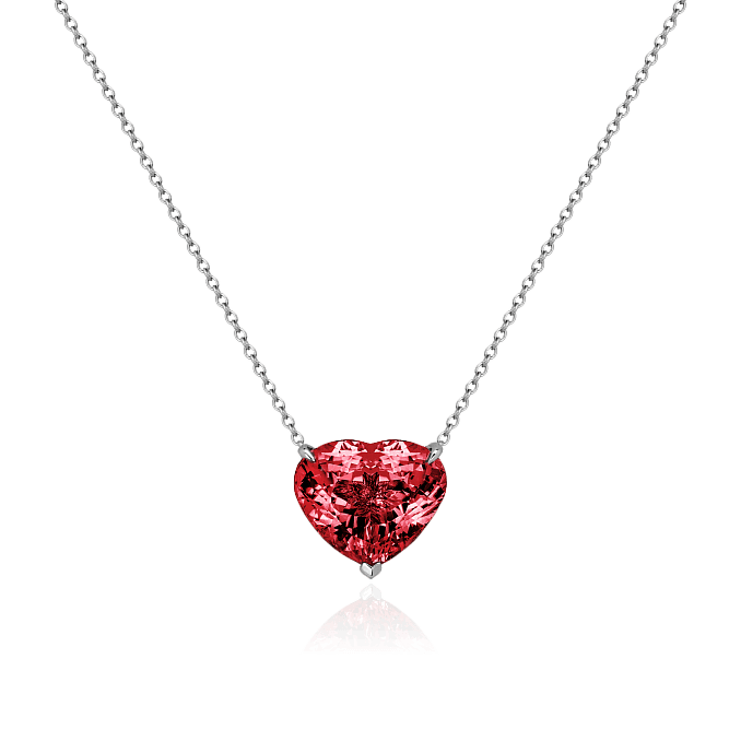 Колье с турмалином огранки сердце, бриллиантами из белого золота 750 пробы (арт. 91602)