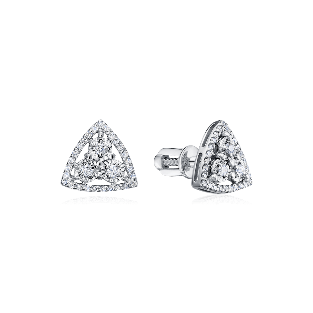 Серьги с бриллиантами из белого золота 585 пробы, фото № 1