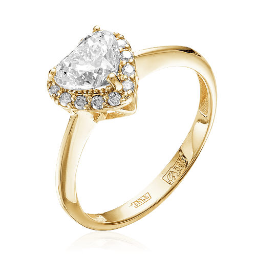 Кольцо с бриллиантами из желтого золота 585 (арт. 38493)