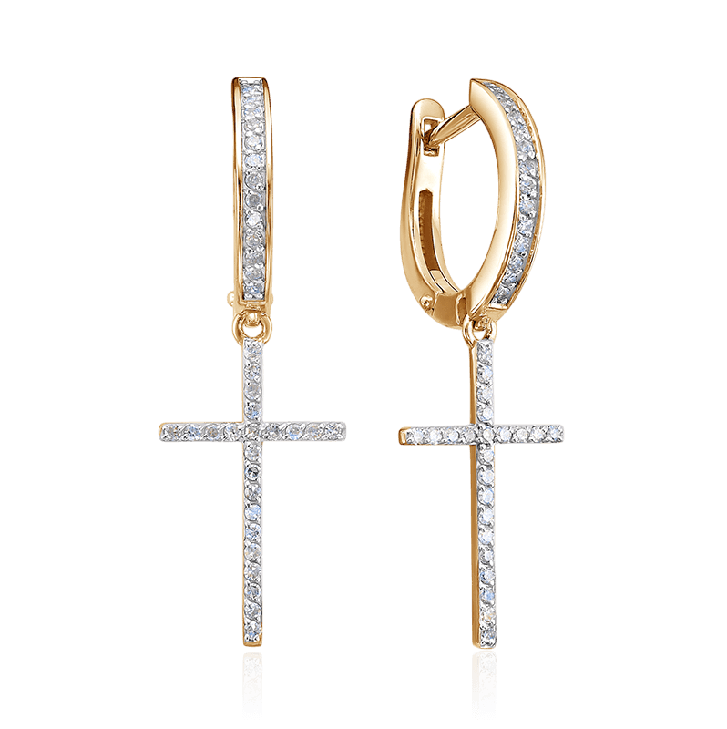 Серьги конго с бриллиантами из красного золота 585 пробы (арт. 125191)