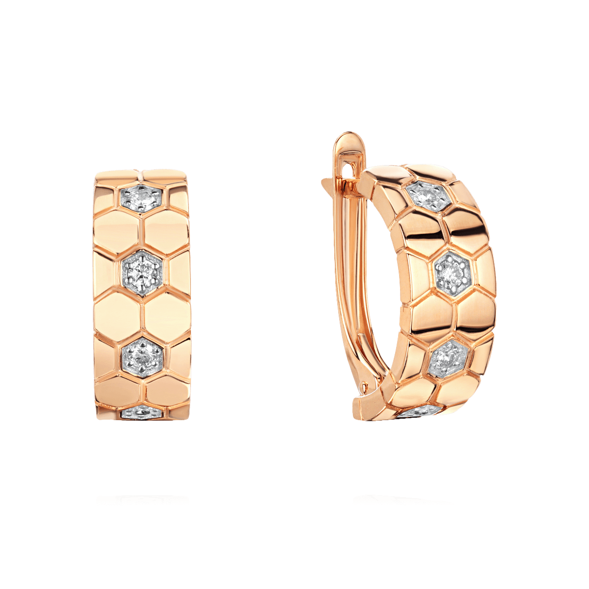 Серьги с бриллиантами из красного золота 585 пробы, фото № 1