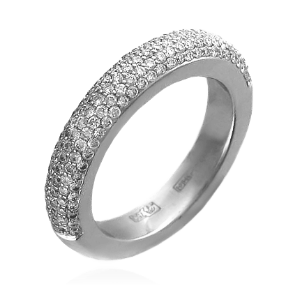 Кольцо с россыпью бриллиантов из белого золота 750, фото № 1